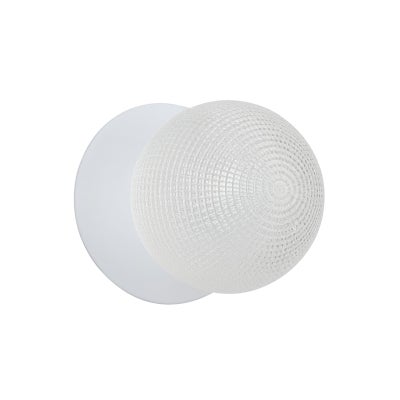 Odessa IP44 Dimmable LED Wall Light, Diamond Cut Glass Shade, 4000K, Large, Clear / White