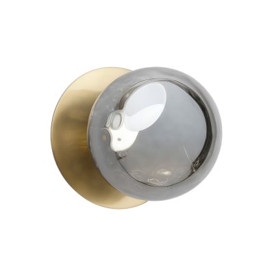 Odessa IP44 Dimmable LED Wall Light, Ripple Glass Shade, 4000K, Large, Smoky / Brass