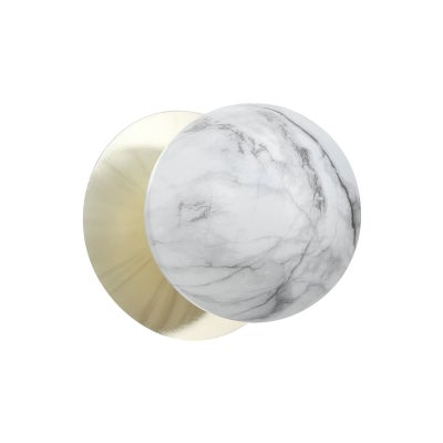Odessa IP44 Dimmable LED Wall Light, Marble Glass Shade, 4000K, Large, Marble / Gold