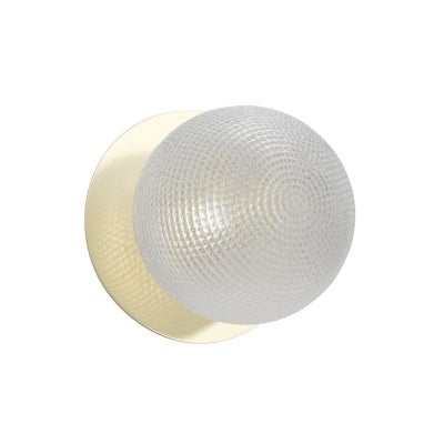 Odessa IP44 Dimmable LED Wall Light, Diamond Cut Glass Shade, 4000K, Large, Clear / Gold