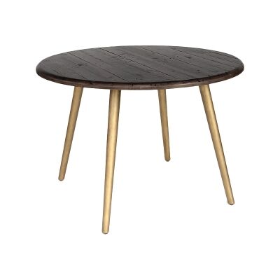 Lineo Reclaimed Timber Round Dining Table, Metal Leg, 120cm