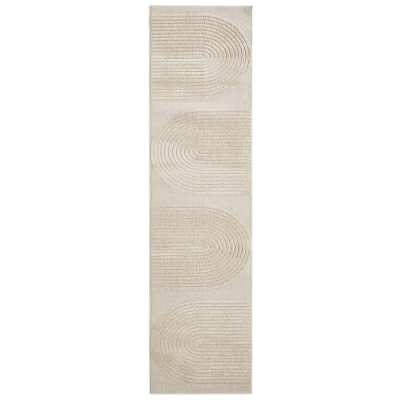 Lotus Abbey Modern Runner Rug, 400x80cm, Beige