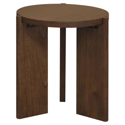 Apollo Mindi Wood Round Side Table, Walnut