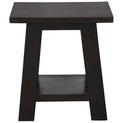 Showa Solid Mahogany Timber Lamp Table, Chocolate