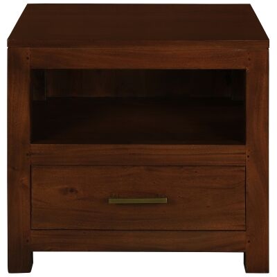 Paris Solid Mahogany Timber Single Drawer Lamp Table, Mahogany