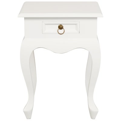 Queen Ann Mahogany Timber Single Drawer Lamp Table, White