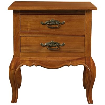 Mervent Mindi Wood 2 Drawer Lamp Table, Light Pecan