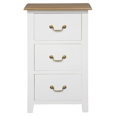 Tasmania Mahogany Timber 3 Drawer Side Table, Caramel / White