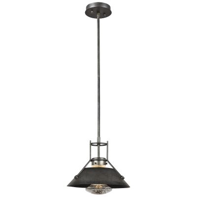 Elko Steel & Crystal Glass LED Pendent Light with Shade, Medium