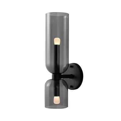 Calice Iron & Glass Wall Light, Black / Smoke