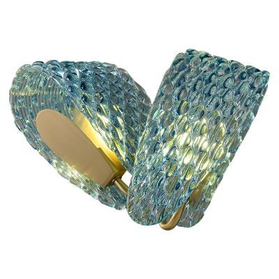 Aquaflow Brass & Artistic Glass Wall Light, 2 Light