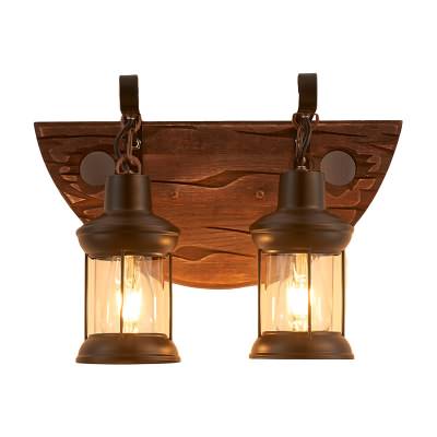 Tomas Wood & Iron Double Wall Light