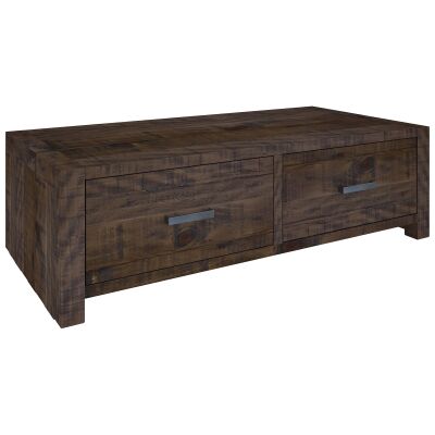 Arcadia Solid Timber 2 Drawer Coffee Table, 130cm, Aged Walnut