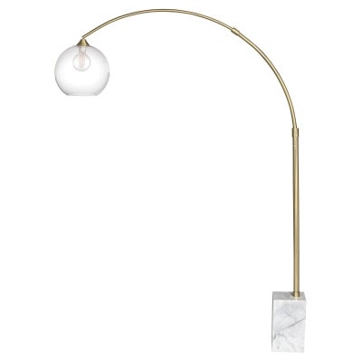 Grand Designs Cailen Iron & Marble Base Arc Floor Lamp, Gold / White