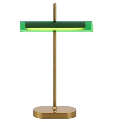 Lyman Dimmable LED Touch Bankers Lamp, Antique Gold / Green