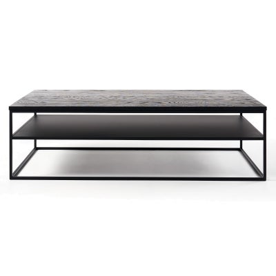 Lexicon Metal Coffee Table, Timber Top, 140cm, Black