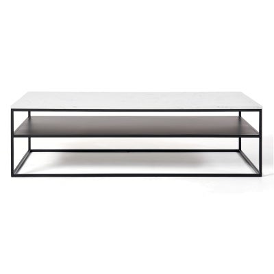 Lexicon Metal Coffee Table, Marble Top, 140cm, White / Black