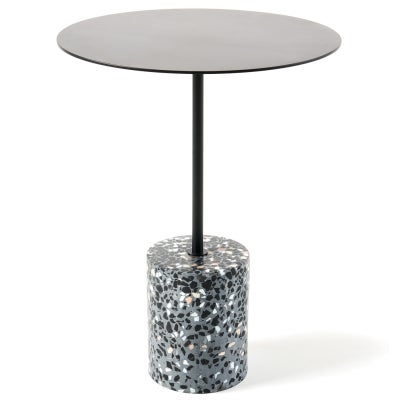Lilli Mertal & Terrazzo Round Side Table, Black / Grey