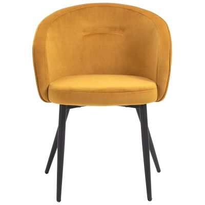 Liz Velvet Fabric Dining Chair, Set of 2, Mustard