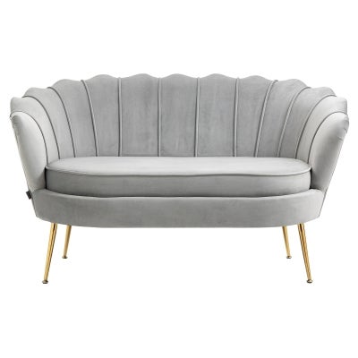 Lotus Velvet Fabric Sofa, 2 Seater, Silver / Gold