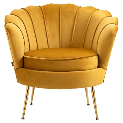 Lotus Velvet Fabric Tub Chair, Mustard / Gold