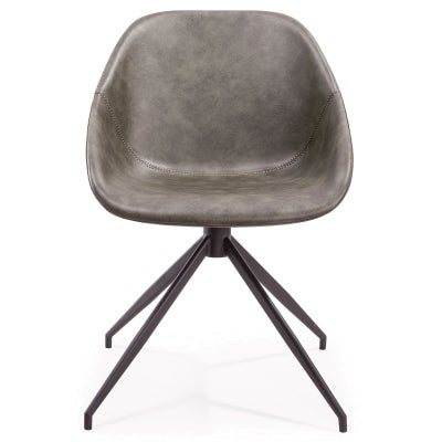 Lansel Faux Leather & Metal Swivel Chair, Olive