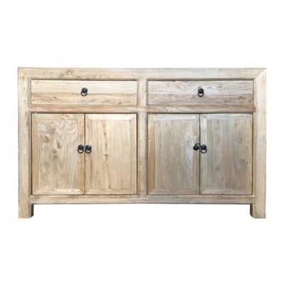 Hongwu Reclaimed Elm Timber 4 Door 2 Drawer Oriental Sideboard, 140cm
