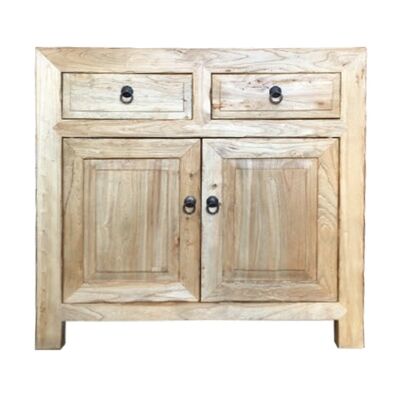 Hongwu Reclaimed Elm Timber 2 Door 2 Drawer Oriental Sideboard, 90cm