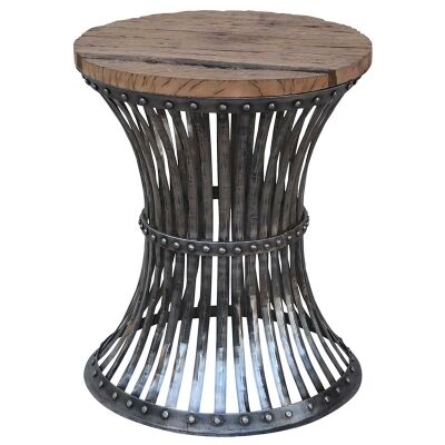 Waverton Handcrafted Iron Stool with Timber Seat