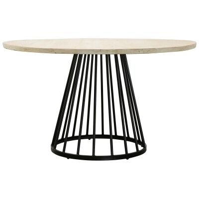 Pordic Timber & Iron Round Dining Table, 130cm