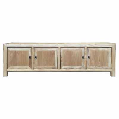 Hongwu Reclaimed Elm Timber 4 Door Oriental TV Unit, 200cm