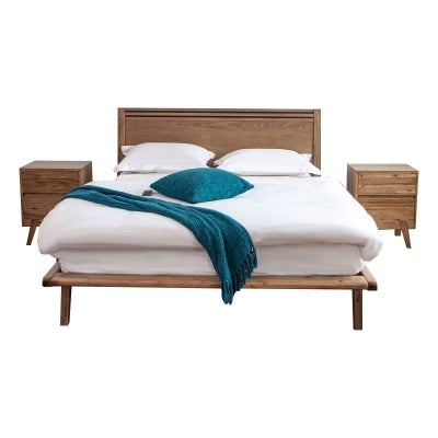 Willmot Mountain Ash Timber 3 Piece Platform Bed & Bedside Suite, Queen