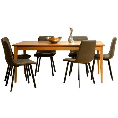 Salina 7 Piece Timber Dining Table Set, 180cm