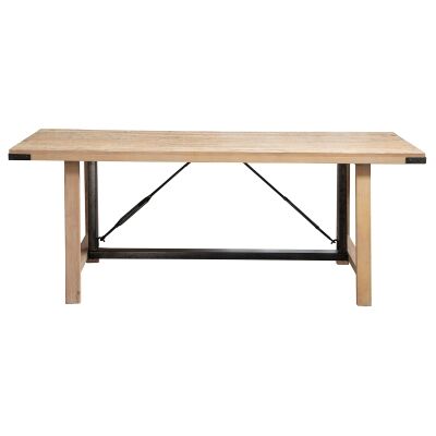 Lacton Timber & Iron Industrial Trestle Dining Table, 200cm