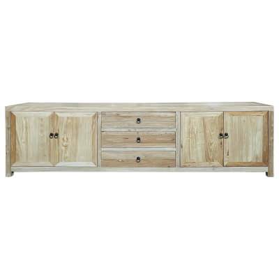 Bailu Reclaimed Elm Timber 4 Door 3 Drawer TV Unit, 250cm