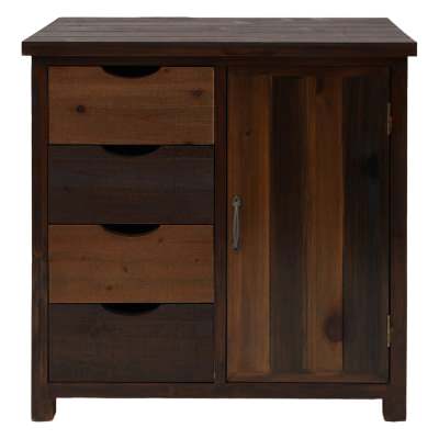 Enid Fir Timber 1 Door 4 Drawer Storage Cabinet