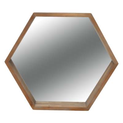 Thais Fir Timber Framed Hexagon Wall Mirror, 60cm