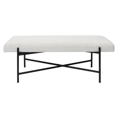 Emmeline Sherpa Fabric & Metal Ottoman Bench, 120cm