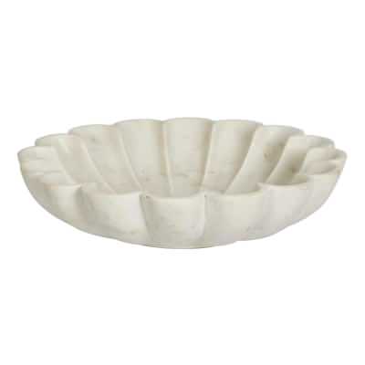 Flora Marble Shallow Bowl, Large, White