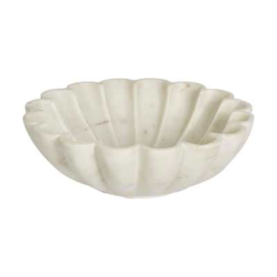 Flora Marble Shallow Bowl, Medium, White
