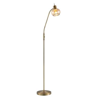 Marbell Iron & Glass Floor Lamp, Antique Brass / Amber