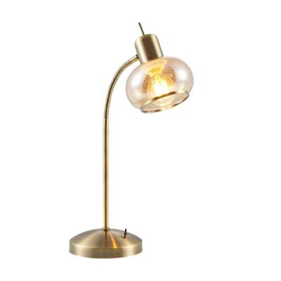 Marbell Iron & Glass Adjustable Desk Lamp, Antique Brass / Amber