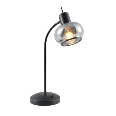Marbell Iron & Glass Adjustable Desk Lamp, Black / Smoke