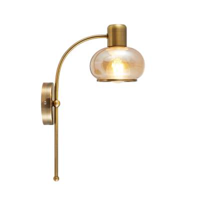 Marbell Iron & Glass Wall Light, Antique Brass / Amber