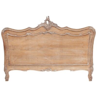 Fourchambault Hand Crafted Mahogany Queen Size Headboard, Weathered Oak