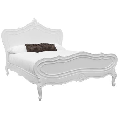 Chamonix Hand Crafted Mahogany Queen Bed, White