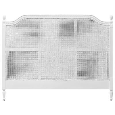 Lapalisse Hand Crafted Mahogany Timber & Rattan Bed Headboard, King, White