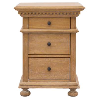 Augusta Mindi Wood Bedside Table, 3 Drawer, Weathered Oak