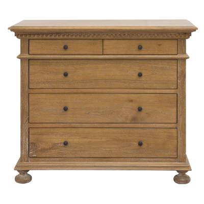 Augusta Mindi Wood 5 Drawer Tallboy, Weathered Oak