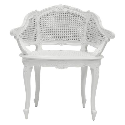 Vaugneray Hand Crafted Mahogany Bergere Chair, White